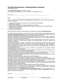 Formular: Außergerichtliche Vollmacht