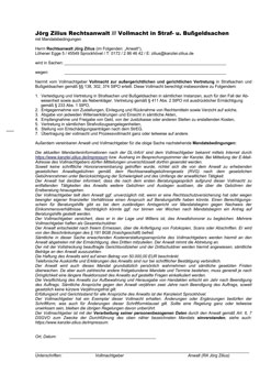 Formular: Vollmacht für Bußgeld- und Strafsachen